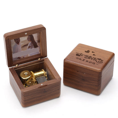 Flag Village Wooden DIY Photo Music Box Children Birthday Gift Music Box
