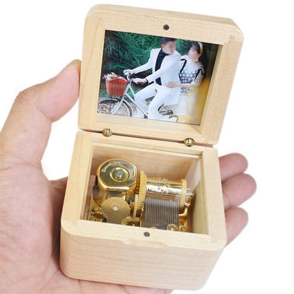 Flag Village Wooden DIY Photo Music Box Children Birthday Gift Music Box