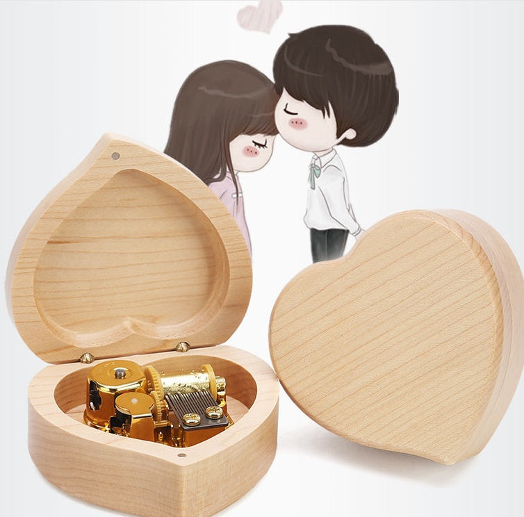 Flag Village Wooden Music Box For Girlfriend Gift Custom Tanabata Valentine Day Creative Music Box