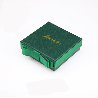 Flag Village Packaging Gift Box Dark Green Bow Jewelry Box Ring Box Necklace Box Jewelry Box Bracelet Box Wholesale