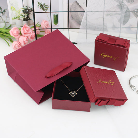 Flag Village Packaging Gift Box Dark Green Bow Jewelry Box Ring Box Necklace Box Jewelry Box Bracelet Box Wholesale