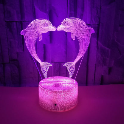 Flag Village Boutique Customized Gift Box With Colorful 3D Dolphin Light 3D LightIllusionLight LED Light 3D Touch Small TableLamp