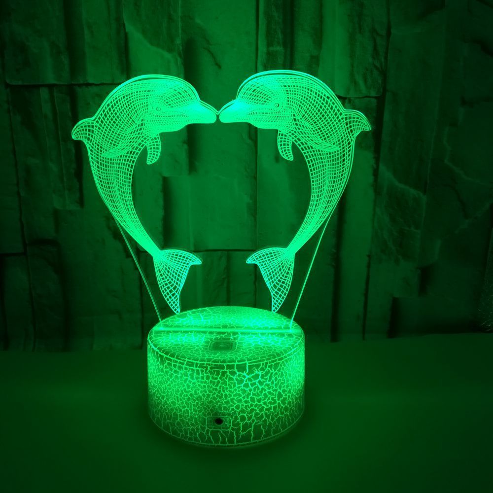 Flag Village Boutique Customized Gift Box With Colorful 3D Dolphin Light 3D LightIllusionLight LED Light 3D Touch Small TableLamp