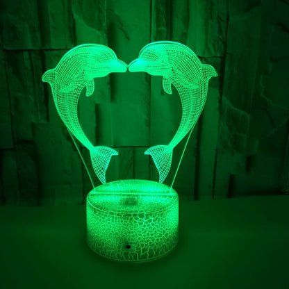 Flag Village Boutique Customized Gift Box With Colorful 3D Dolphin Light 3D LightIllusionLight LED Light 3D Touch Small TableLamp