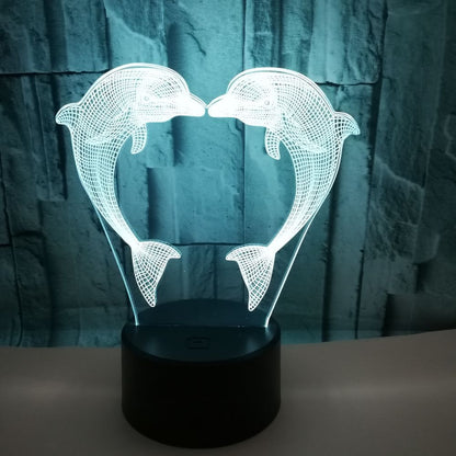 Flag Village Boutique Customized Gift Box With Colorful 3D Dolphin Light 3D LightIllusionLight LED Light 3D Touch Small TableLamp
