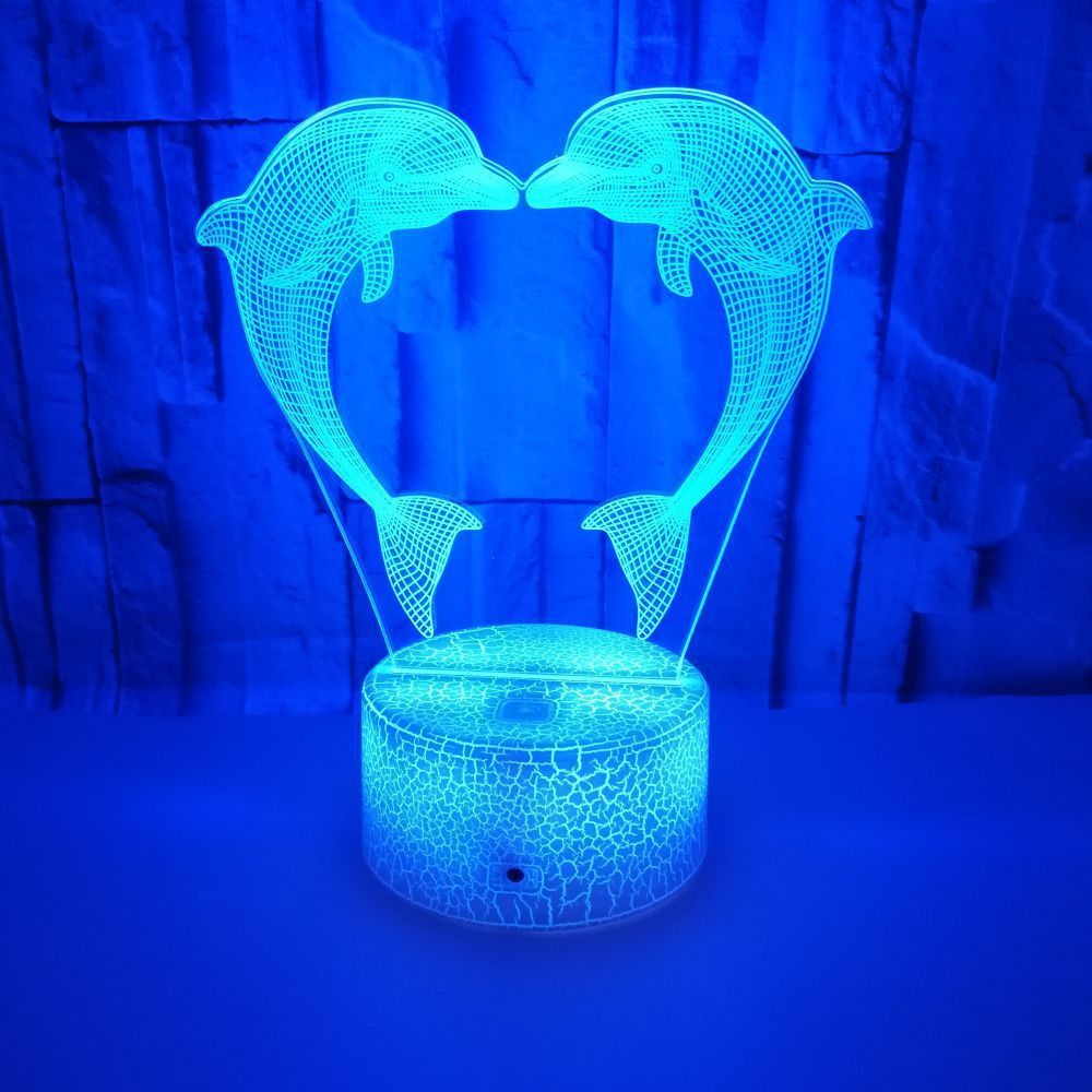 Flag Village Boutique Customized Gift Box With Colorful 3D Dolphin Light 3D LightIllusionLight LED Light 3D Touch Small TableLamp