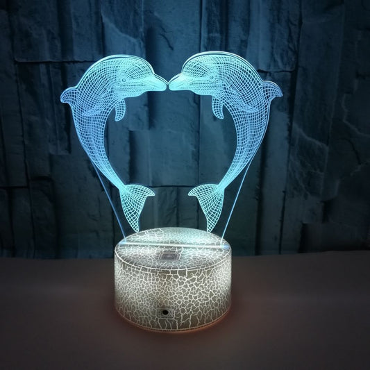 Flag Village Boutique Customized Gift Box With Colorful 3D Dolphin Light 3D LightIllusionLight LED Light 3D Touch Small TableLamp