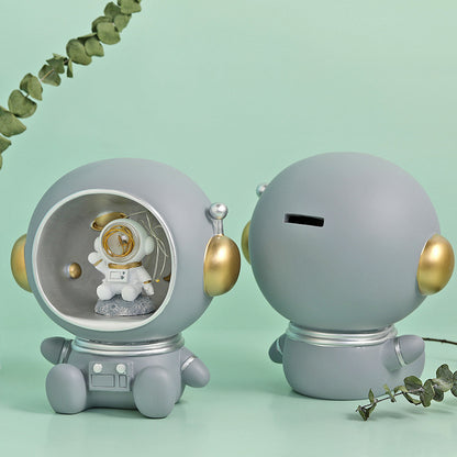 Flag Village Astronaut Creative Night Light Piggy Bank Resin Decor Cute Character Model Nordic Home Decor Living Room Desk Decoration Gifts