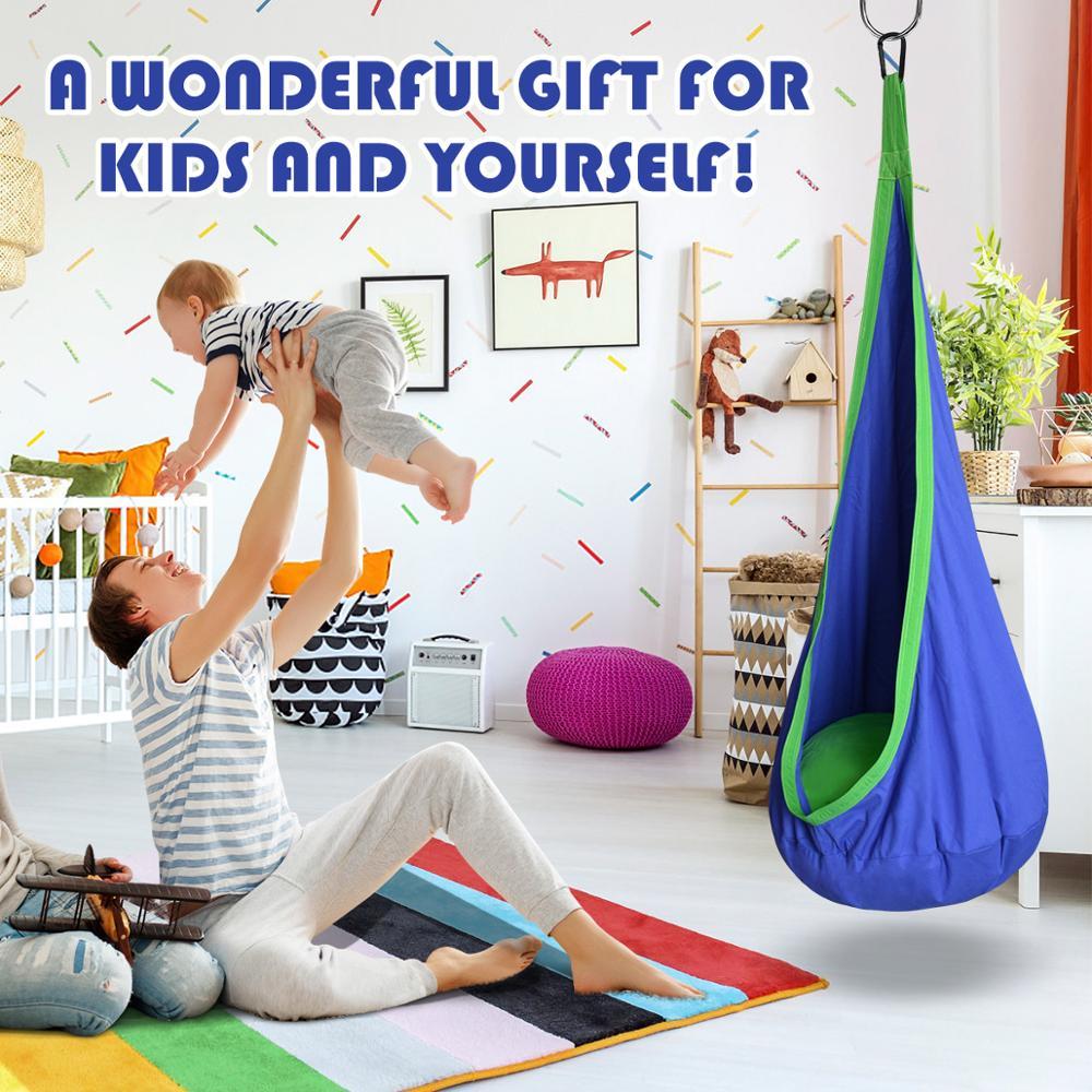 Flag Village Creative Kid Hammock Garden Furniture Pod Swings Chair Indoor Outdoor Hanging Seat Child Cocoon Swing Seat Patio Portable