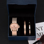 Flag Village Goddess Stainless Steel Bracelet Watch Three-Piece Gift Box Set