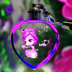 Flag Village K9 Crystal Keychain LED Flashing Custom Carve Family Photo Frame Souvenir Gifts Glass Key Chain Ring Jewelry