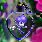 Flag Village K9 Crystal Keychain LED Flashing Custom Carve Family Photo Frame Souvenir Gifts Glass Key Chain Ring Jewelry