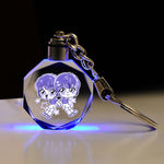Flag Village K9 Crystal Keychain LED Flashing Custom Carve Family Photo Frame Souvenir Gifts Glass Key Chain Ring Jewelry