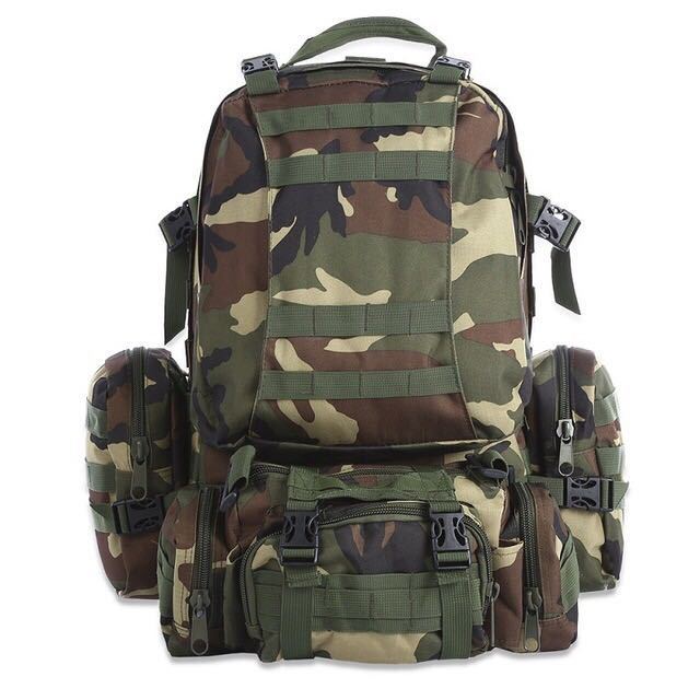Flag Village 50L Outdoor Backpack Molle Military Tactical Backpack Rucksack Sports Bag Waterproof Camping Hiking Backpack Travel