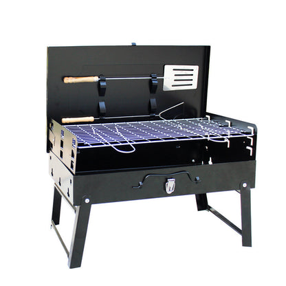 Flag Village Outdoor Portable Charcoal Grill Folding Box Grill Gift Barbecue Grill Factory Direct Sales