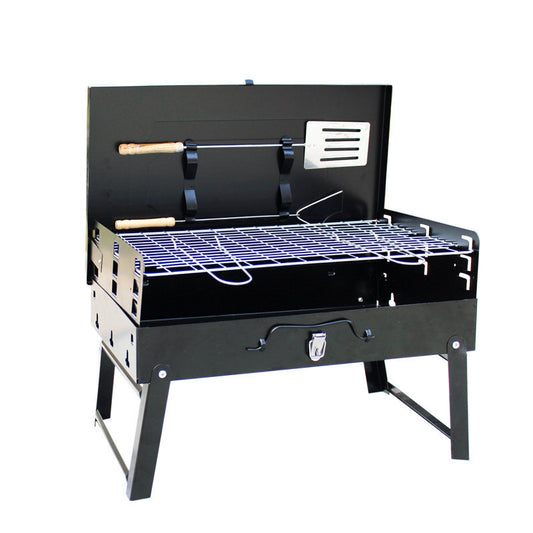 Flag Village Outdoor Portable Charcoal Grill Folding Box Grill Gift Barbecue Grill Factory Direct Sales