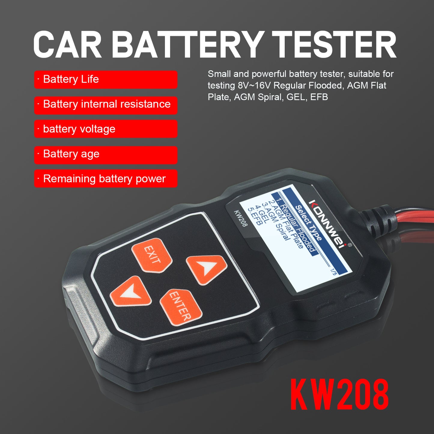 Flag Village Auto Tools Konnwei Kw208 Car Battery Battery Resistance Tester