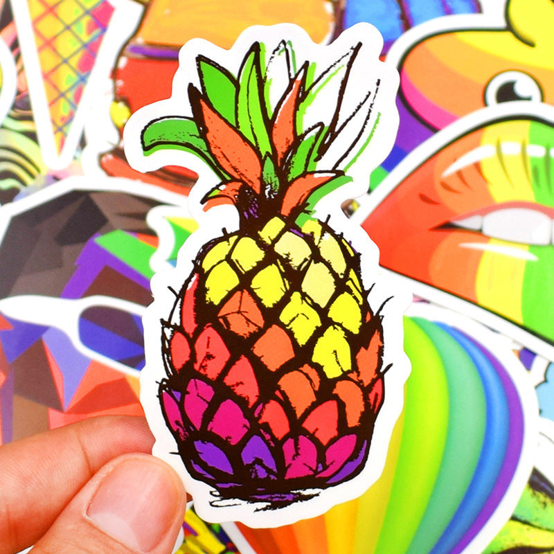Flag Village Auto Tools 50 Rainbow Stickers, Body Stickers, Amazon Explosive Laptop Stickers