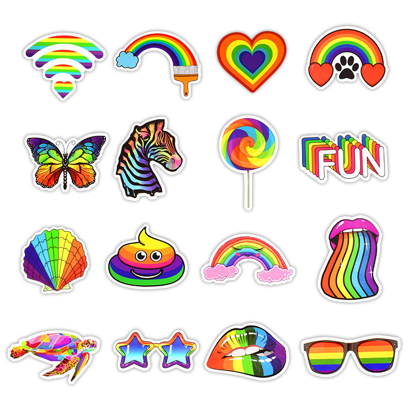 Flag Village Auto Tools 50 Rainbow Stickers, Body Stickers, Amazon Explosive Laptop Stickers
