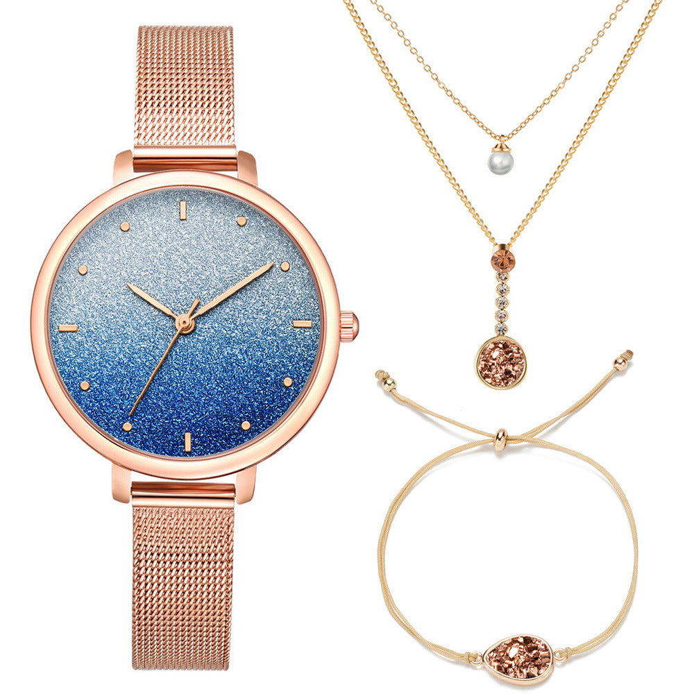 Flag Village Women Bracelet And Wrist Watch Girl Exquisite Gift Box Set