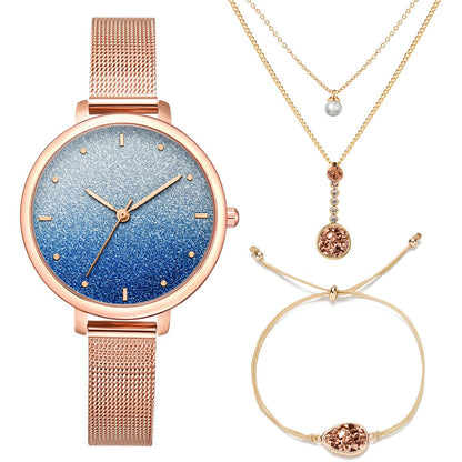 Flag Village Women Bracelet And Wrist Watch Girl Exquisite Gift Box Set