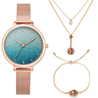 Flag Village Women Bracelet And Wrist Watch Girl Exquisite Gift Box Set
