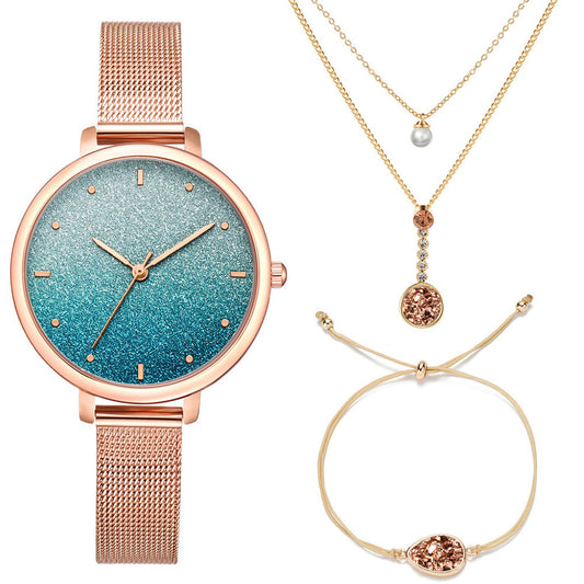 Flag Village Women Bracelet And Wrist Watch Girl Exquisite Gift Box Set