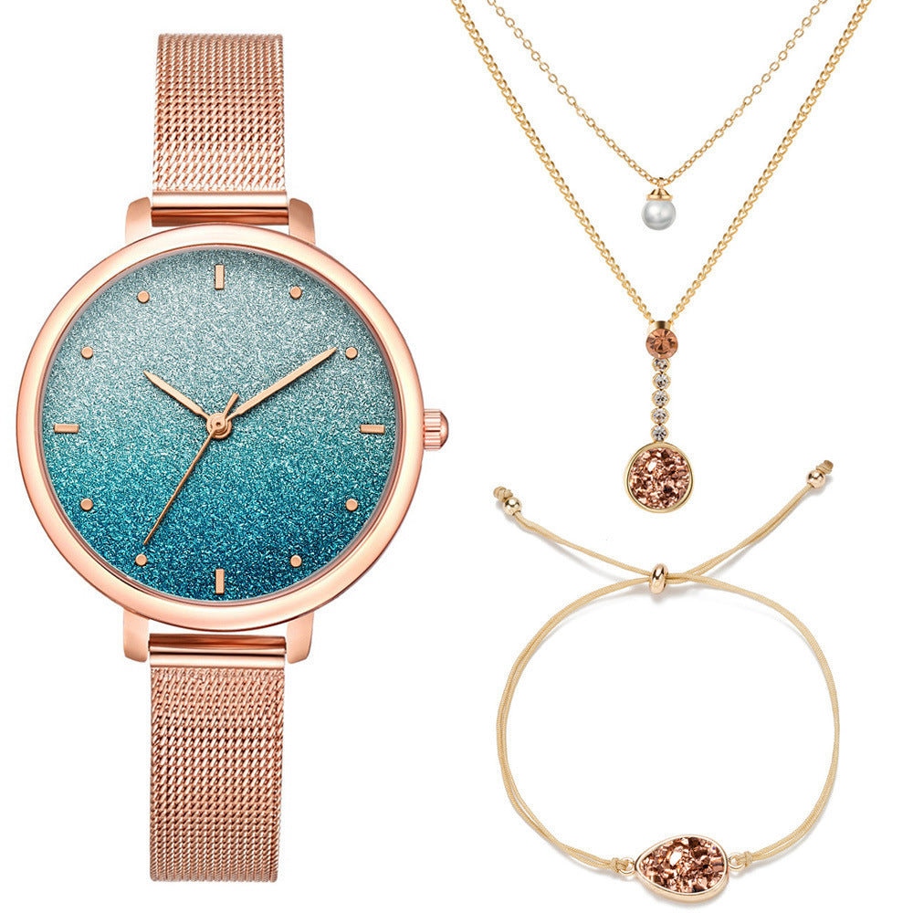 Flag Village Women Bracelet And Wrist Watch Girl Exquisite Gift Box Set