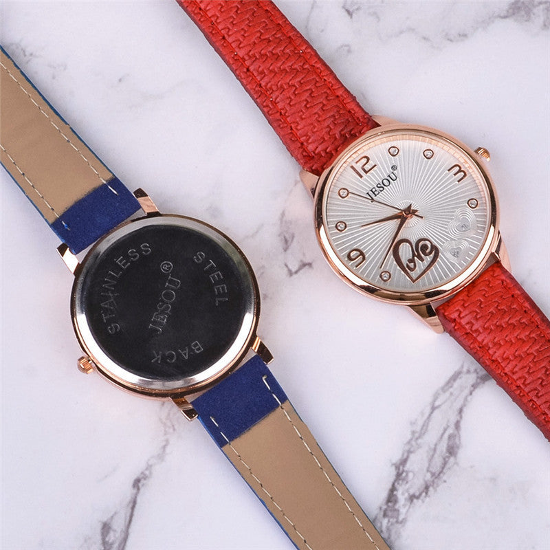 Flag Village Women Watches Leather Quartz Wristwatch Sunglasses Corsage 3 Pcs Girl Christmas Gift New Year Gift Ladies Gift Box