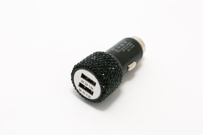 Flag Village Auto Tools 2.4A Dual Port Car Mobile Phone Charger With One For Two Diamond-Inlaid Dual Usb Car Charger Travel Car Charging Head