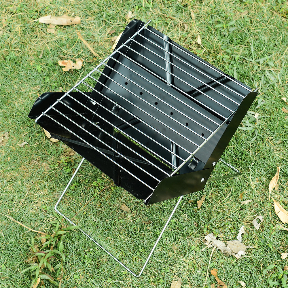 Flag Village BBQ Grill Folding Stainless Steel Portable Small Barbecue Grill Tool BBQ Outdoor Camping Charcoal Furnace BBQ Grills Accessories