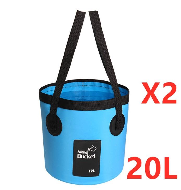 Flag Village Portable Travel Bag Fishing Bucket Folding Bucket Bag Outdoor Convenient Travel Car Wash Bucket Outdoor Waterproof Bag
