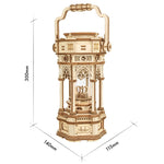 Flag Village Rotatable DIY 3D Starry Night Wooden Model Building Kits Assembly Music Box Toy Gift