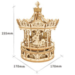 Flag Village Rotatable DIY 3D Starry Night Wooden Model Building Kits Assembly Music Box Toy Gift