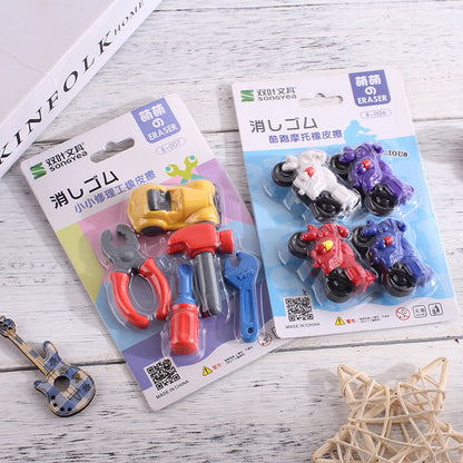 Flag Village Children'S Day Gift Creative Eraser Set Gift Box Engineering Vehicle Model Primary School Student Stationery Prize Wholesale