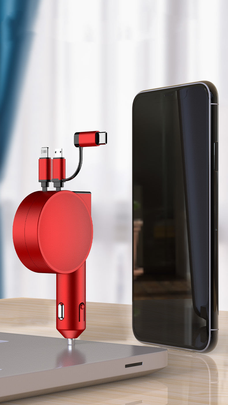 Flag Village Auto Tools Two Wire Retractable 60 Fast Charging Car Charger