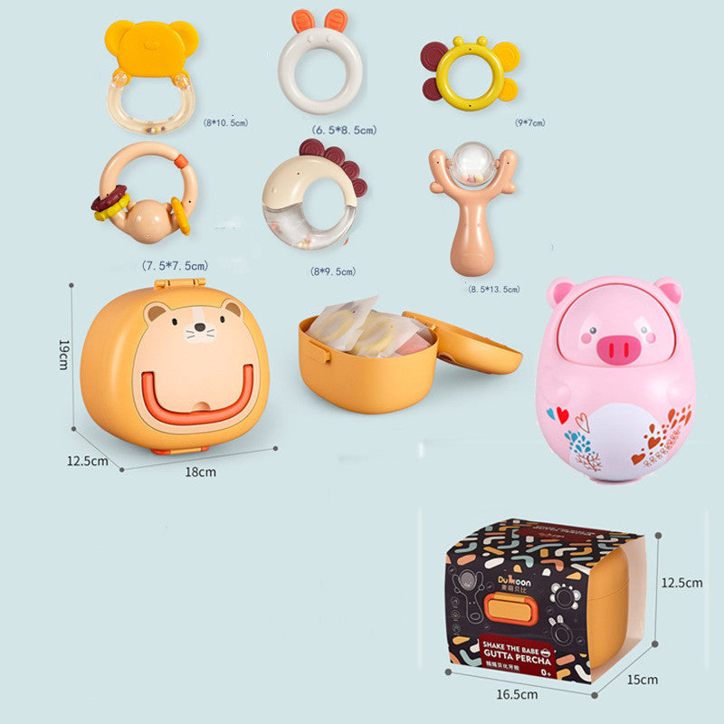 Flag Village Newborn Baby Gift Box Rattle Toy Set Full Moon Baby Gift Maternal And Child Supplies Daquan Gift Boy And Girl