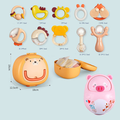 Flag Village Newborn Baby Gift Box Rattle Toy Set Full Moon Baby Gift Maternal And Child Supplies Daquan Gift Boy And Girl
