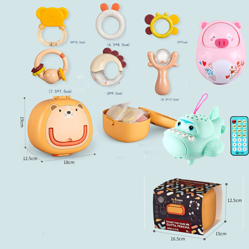 Flag Village Newborn Baby Gift Box Rattle Toy Set Full Moon Baby Gift Maternal And Child Supplies Daquan Gift Boy And Girl