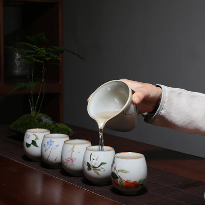 Flag Village Ceramic Kung Fu Tea Cup Gift Box Tea Set Master Cup
