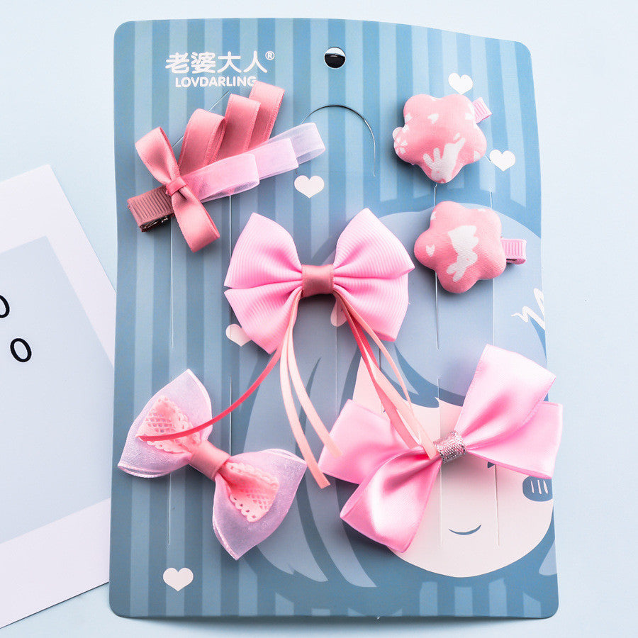 Flag Village Korean Girl Princess Korean Bow Hairpin Hairpin Combo Set Hair Accessories Birthday Gift Headdress Gift Box