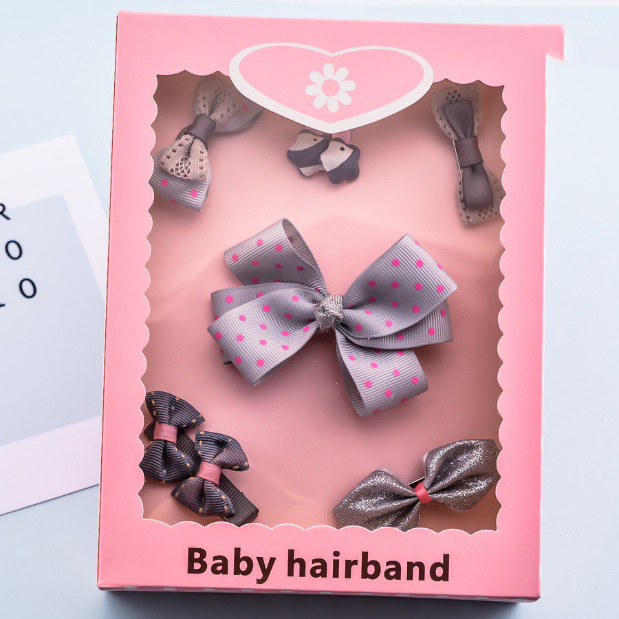 Flag Village Korean Girl Princess Korean Bow Hairpin Hairpin Combo Set Hair Accessories Birthday Gift Headdress Gift Box