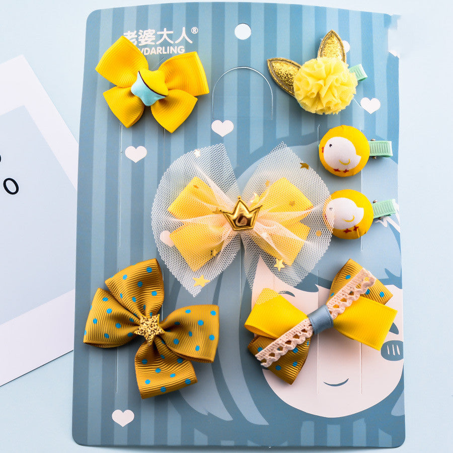 Flag Village Korean Girl Princess Korean Bow Hairpin Hairpin Combo Set Hair Accessories Birthday Gift Headdress Gift Box