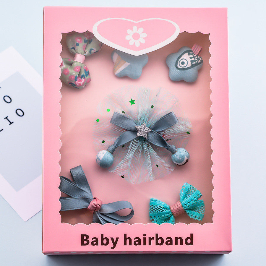 Flag Village Korean Girl Princess Korean Bow Hairpin Hairpin Combo Set Hair Accessories Birthday Gift Headdress Gift Box