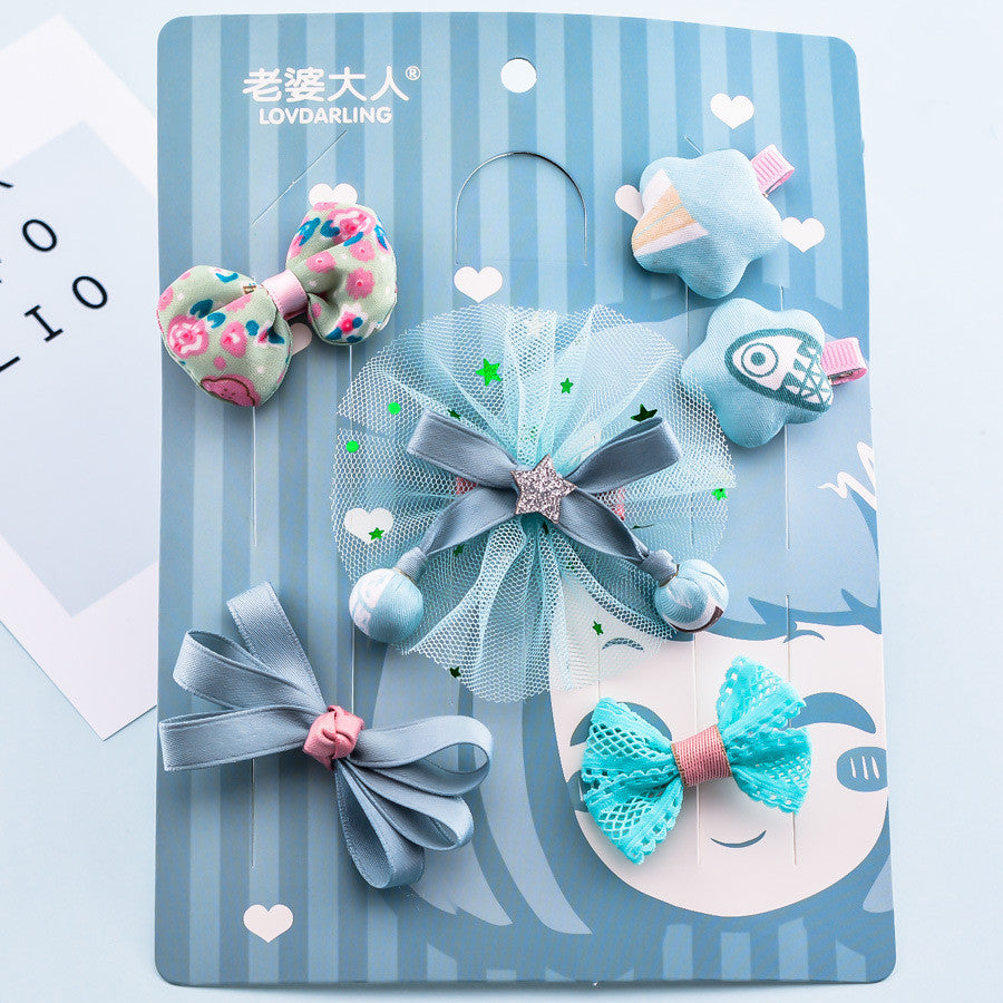 Flag Village Korean Girl Princess Korean Bow Hairpin Hairpin Combo Set Hair Accessories Birthday Gift Headdress Gift Box