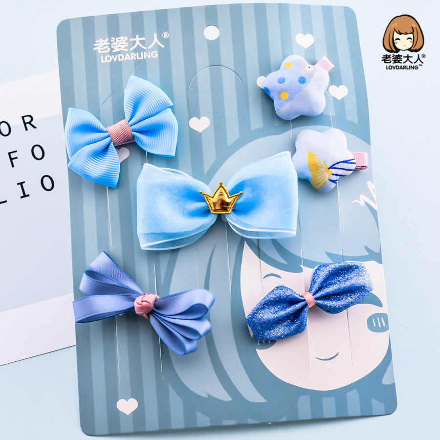 Flag Village Korean Girl Princess Korean Bow Hairpin Hairpin Combo Set Hair Accessories Birthday Gift Headdress Gift Box