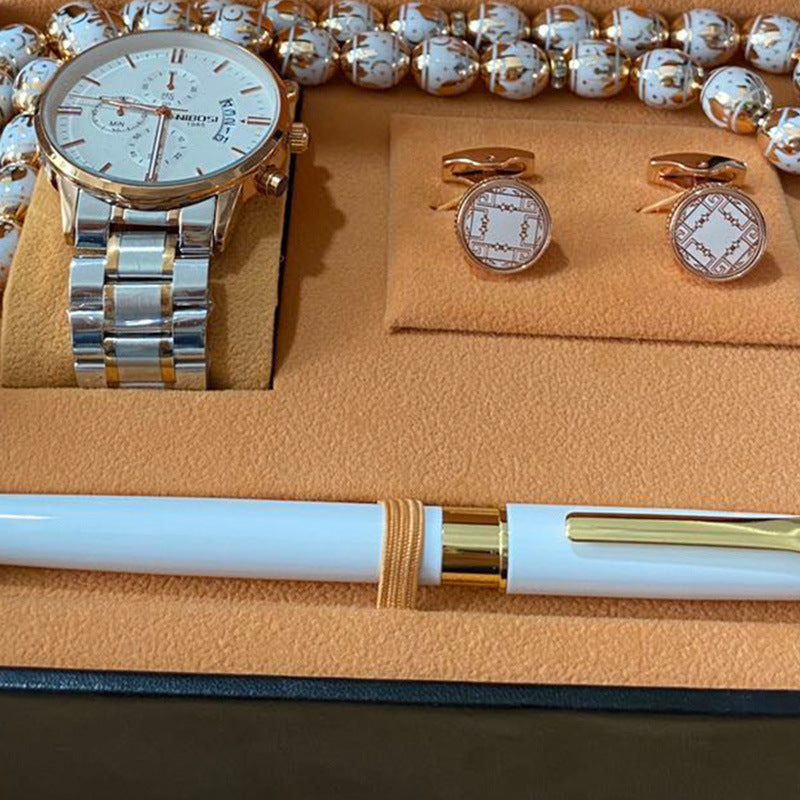 Flag Village WatchGift Set Rosary, Waterproof Watch, Cufflinks, Pen, High-end Gift Box