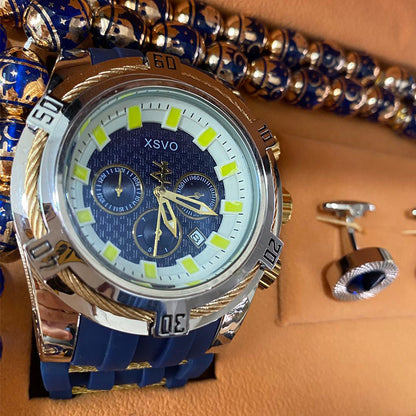 Flag Village WatchGift Set Rosary, Waterproof Watch, Cufflinks, Pen, High-end Gift Box