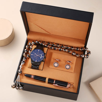 Flag Village WatchGift Set Rosary, Waterproof Watch, Cufflinks, Pen, High-end Gift Box