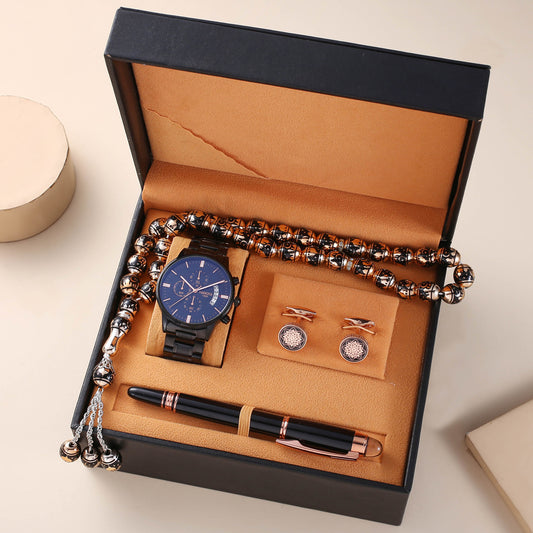 Flag Village WatchGift Set Rosary, Waterproof Watch, Cufflinks, Pen, High-end Gift Box